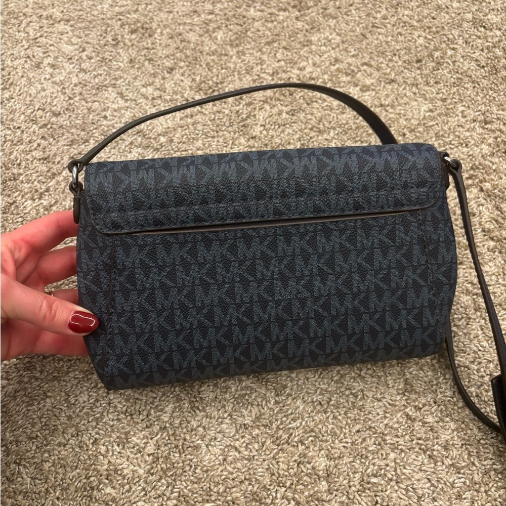 Michael Kors Navy Monogram Crossbody Bag - Picture 4 of 7